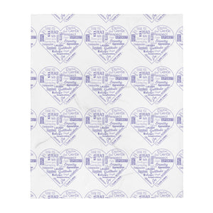 Love Lingo Positive Hearts Throw Blanket (Purple)