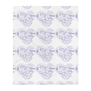Love Lingo Positive Hearts Throw Blanket (Purple)