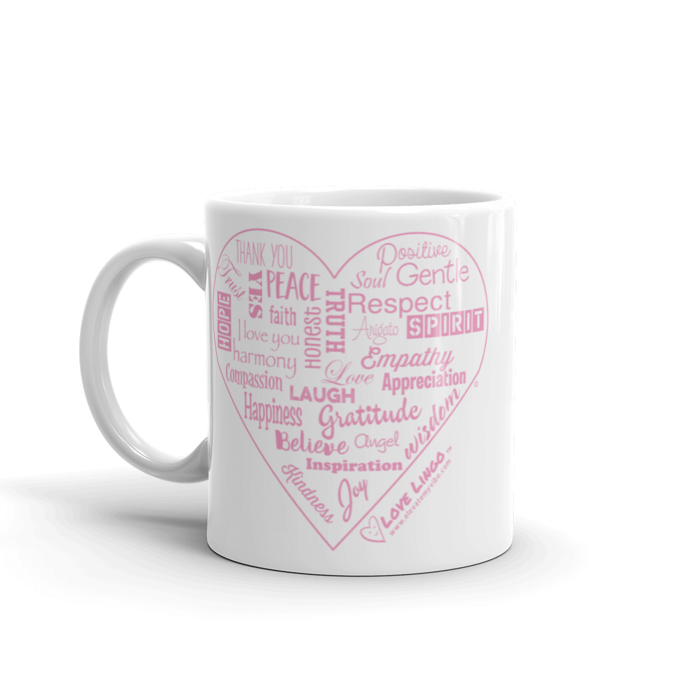 Love Lingo Positive Heart Mug 11 oz and 15 oz (Pink Heart)