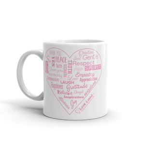 Love Lingo Positive Heart Mug 11 oz and 15 oz (Pink Heart)