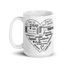 Love Lingo Positive Heart Mug 11 oz and 15 oz (Black Heart)